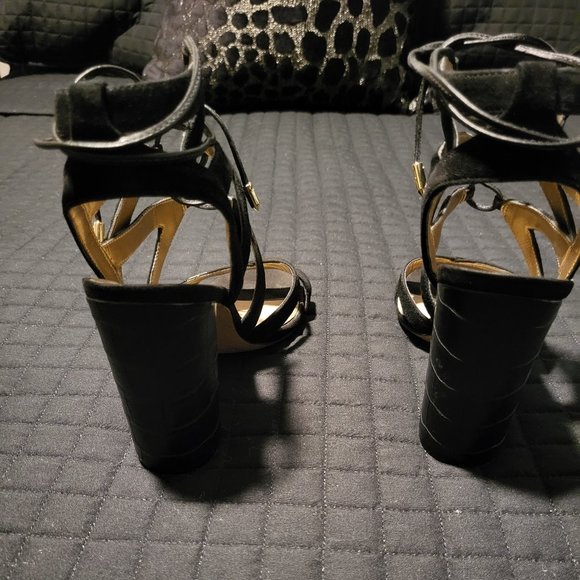 Sam Edelman "Yardly" Black Strappy Lace Up Chunky Heel size 6.5 - Picture 5 of 7